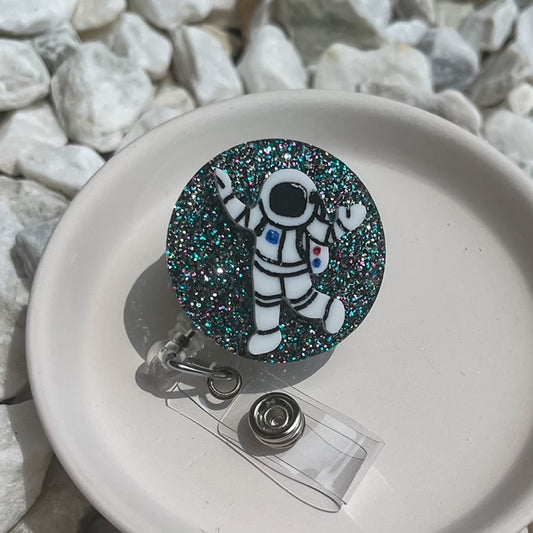 Astronaut Space Glitter Badge Reel
