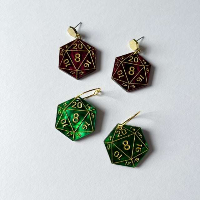 Icosahedron DND Acrylic Earrings